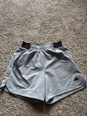 adidas Gray Workout Shorts with Black Waistband